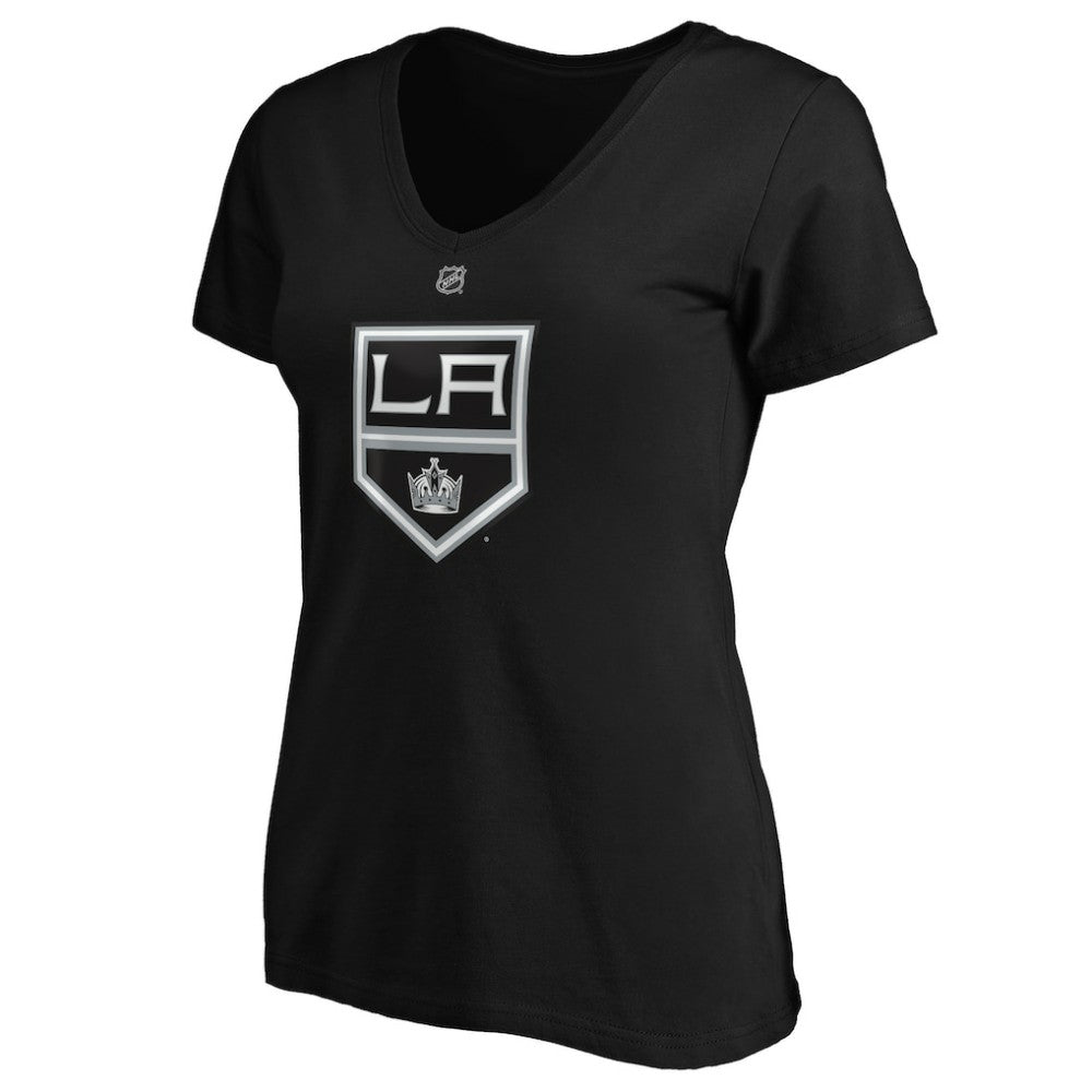 Quinton Byfield Los Angeles Kings Fanatics Women's Authentic Stack Name & Number V-Neck T-Shirt Black