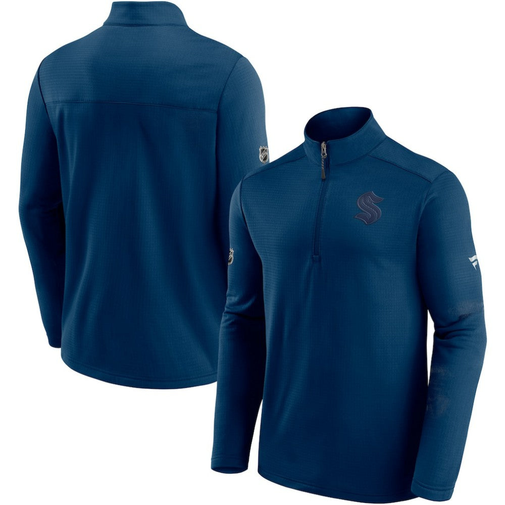 Seattle Kraken Fanatics Authentic Pro Travel and Training Quarter-Zip Jacket Deep Sea Blue
