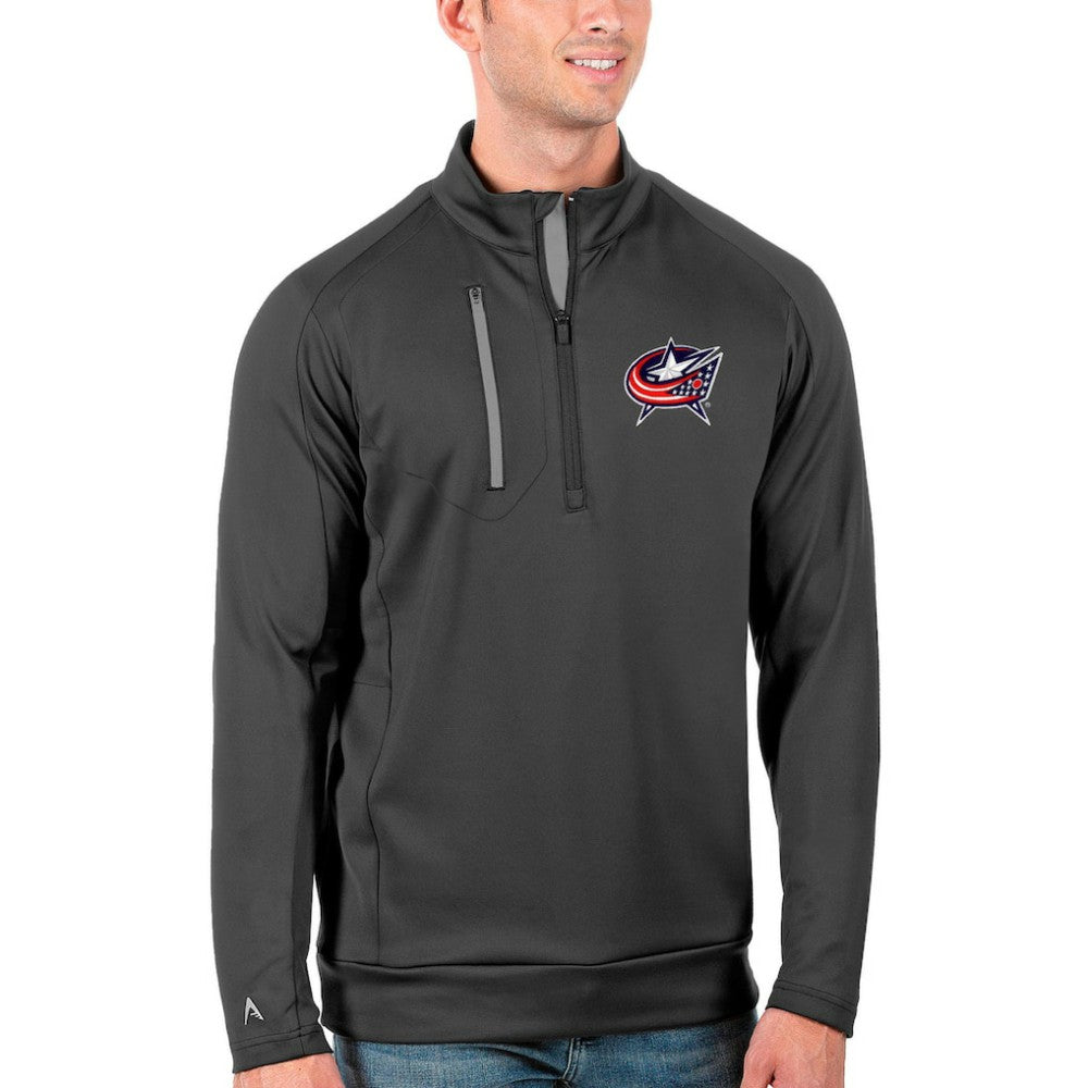 Columbus Blue Jackets Antigua Generation Quarter-Zip Pullover Jacket Charcoal/Silver