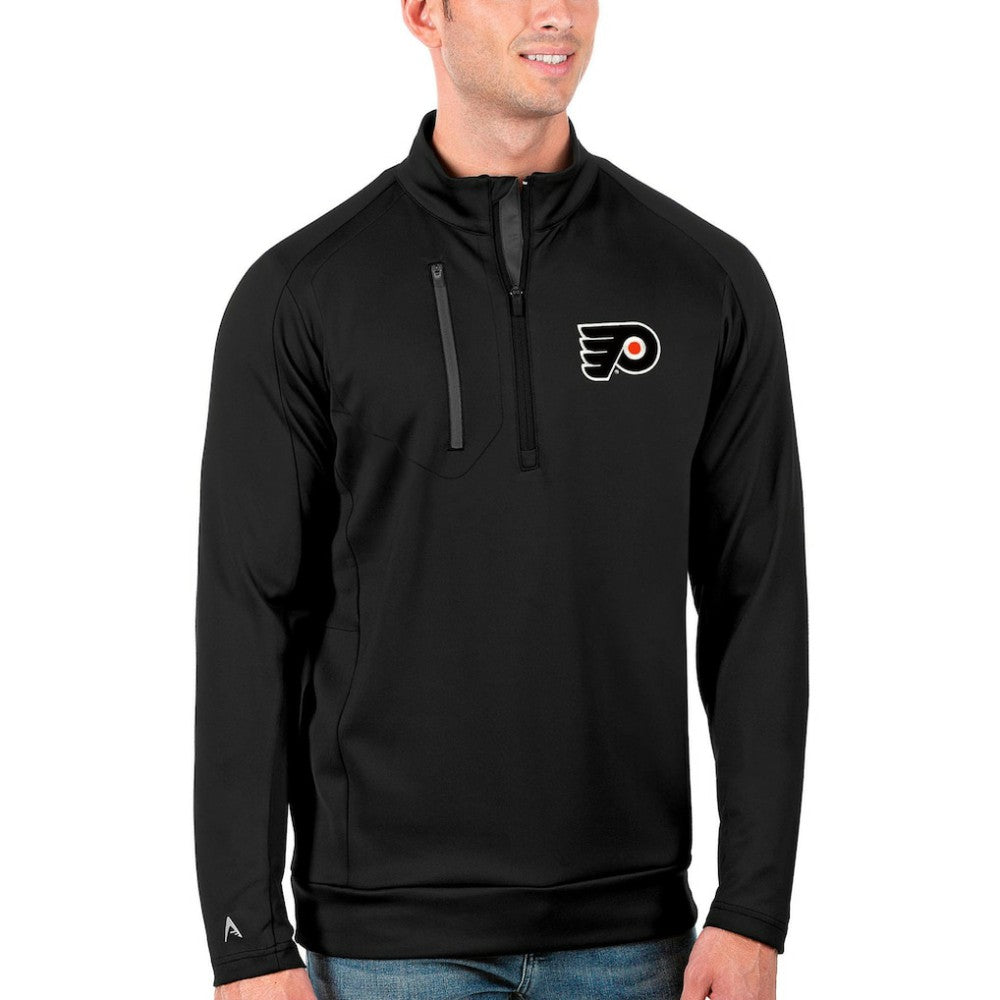 Philadelphia Flyers Antigua Generation Quarter-Zip Pullover Jacket Black/Charcoal