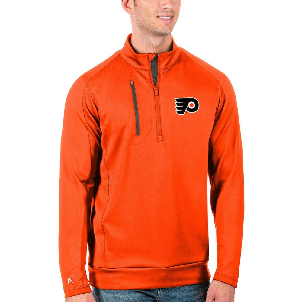 Philadelphia Flyers Antigua Generation Quarter-Zip Pullover Jacket Orange/Charcoal