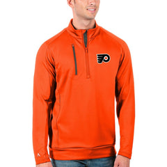 Philadelphia Flyers Antigua Generation Quarter-Zip Pullover Jacket Orange/Charcoal