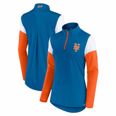 New York Mets Women's Authentic Fleece Quarter-Zip Jacket Royal/Orange