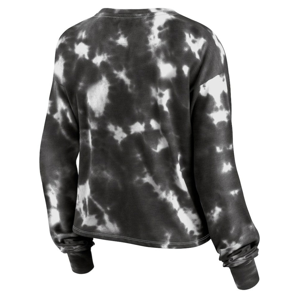 Chicago White Sox Women's Tie-Dye V-Neck Pullover Cropped Tee White/Black