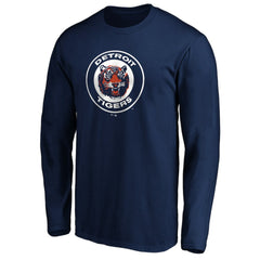 Detroit Tigers Cooperstown Collection Huntington Logo Long Sleeve T-Shirt Navy