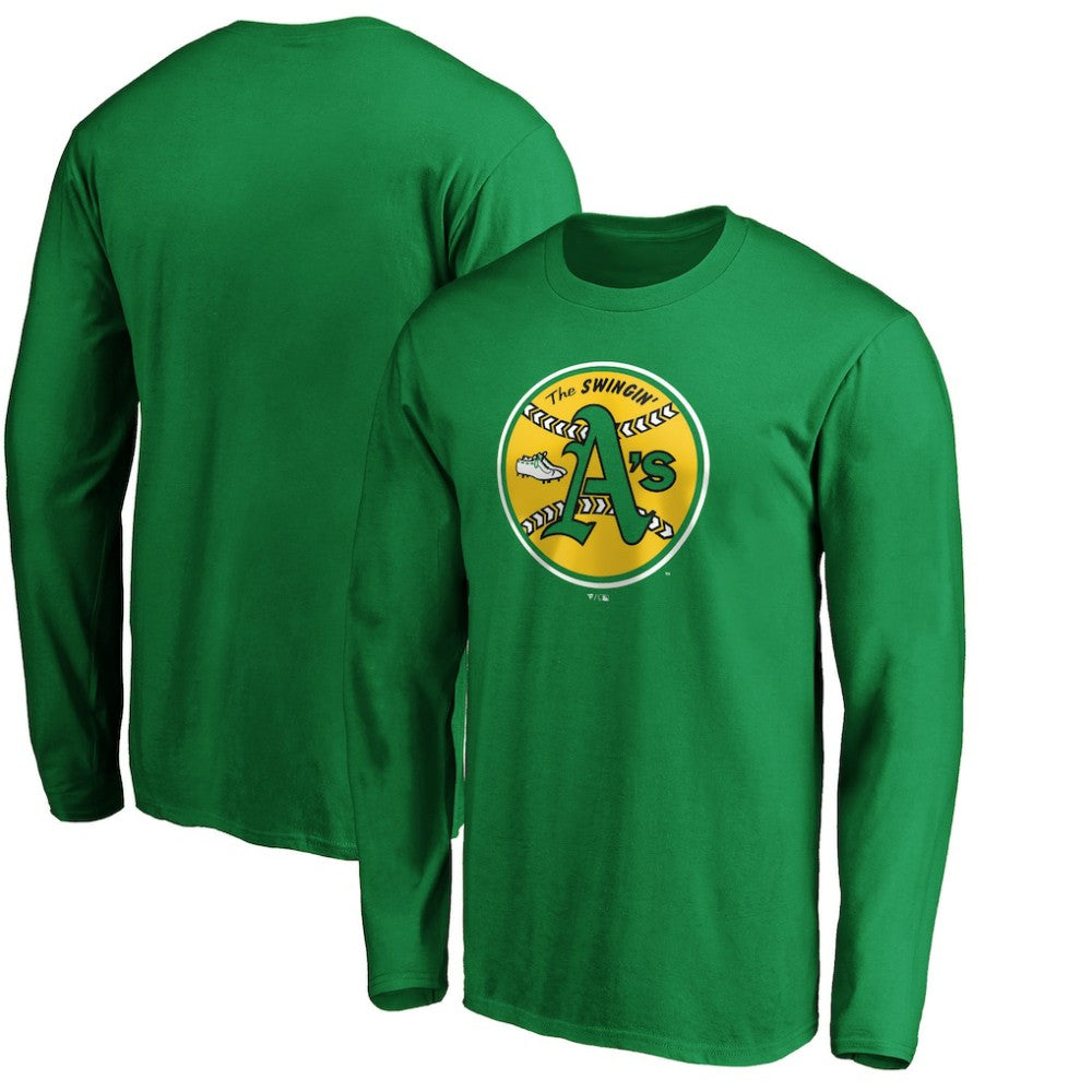 Athletics Cooperstown Collection Huntington Logo Long Sleeve T-Shirt Kelly Green