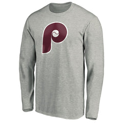 Philadelphia Phillies Cooperstown Collection Huntington Logo Long Sleeve T-Shirt Heathered Gray