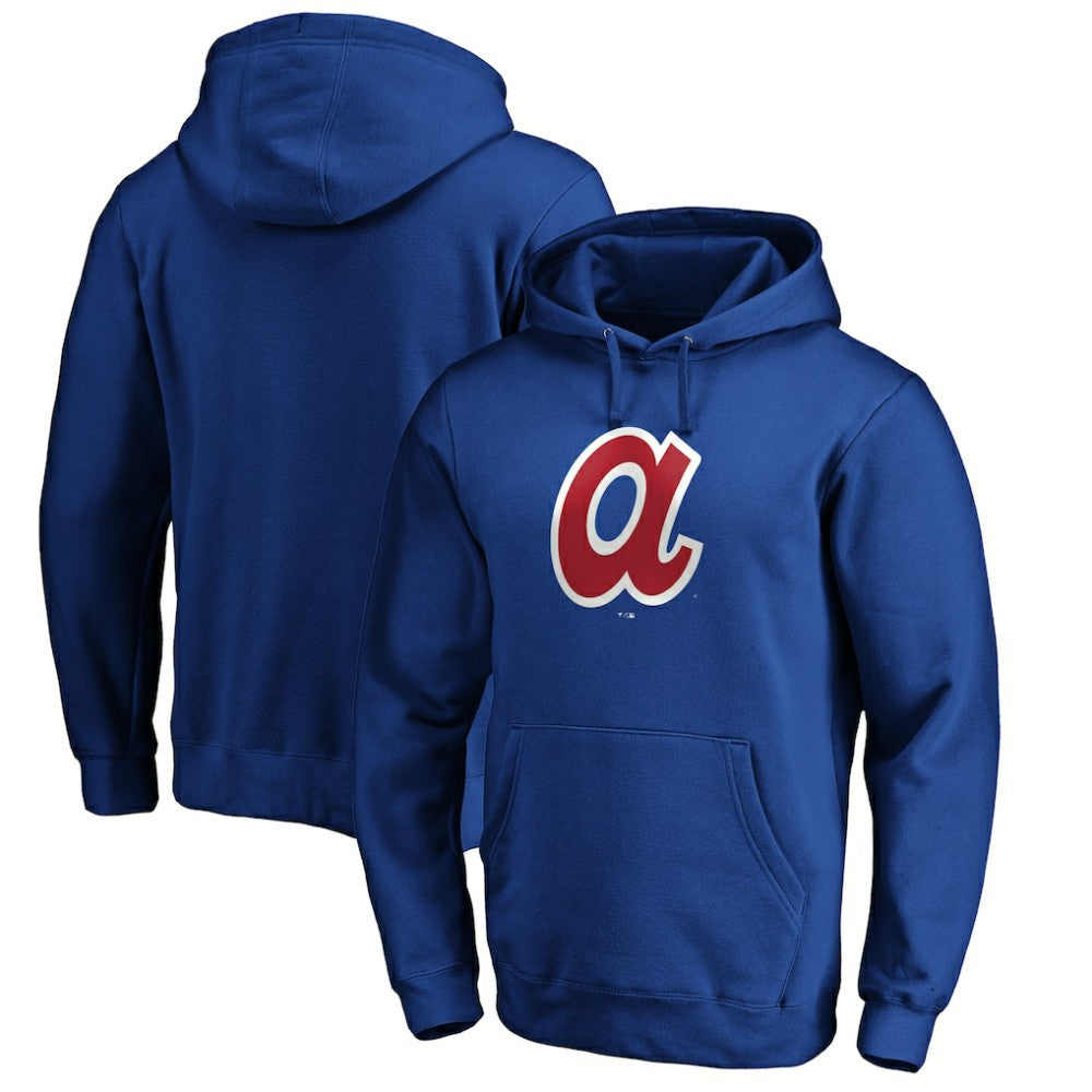Atlanta Braves Cooperstown Collection Huntington Logo Fitted Pullover Hoodie Royal