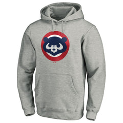 Chicago Cubs Cooperstown Collection Huntington Logo Fitted Pullover Hoodie Heather Gray