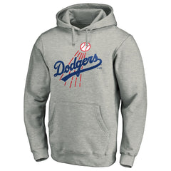 Los Angeles Dodgers Cooperstown Collection Huntington Logo Fitted Pullover Hoodie Heather Gray