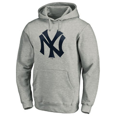 New York Yankees Cooperstown Collection Huntington Logo Fitted Pullover Hoodie Heather Gray