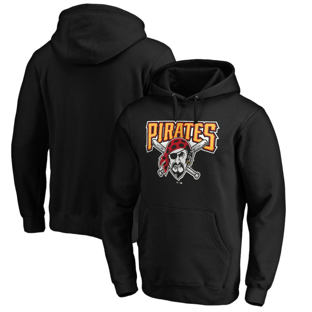 Pittsburgh Pirates Cooperstown Collection Huntington Logo Fitted Pullover Hoodie Black