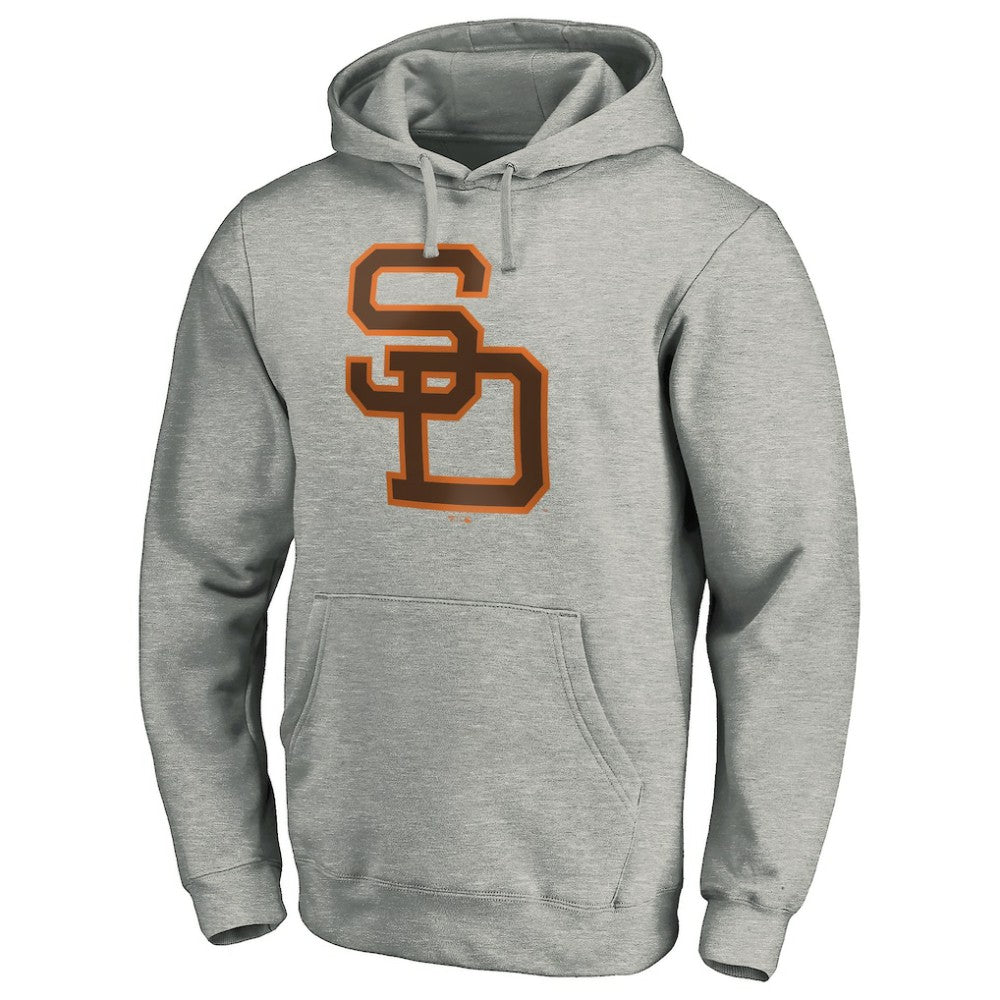 San Diego Padres Cooperstown Collection Huntington Logo Fitted Pullover Hoodie Heather Gray