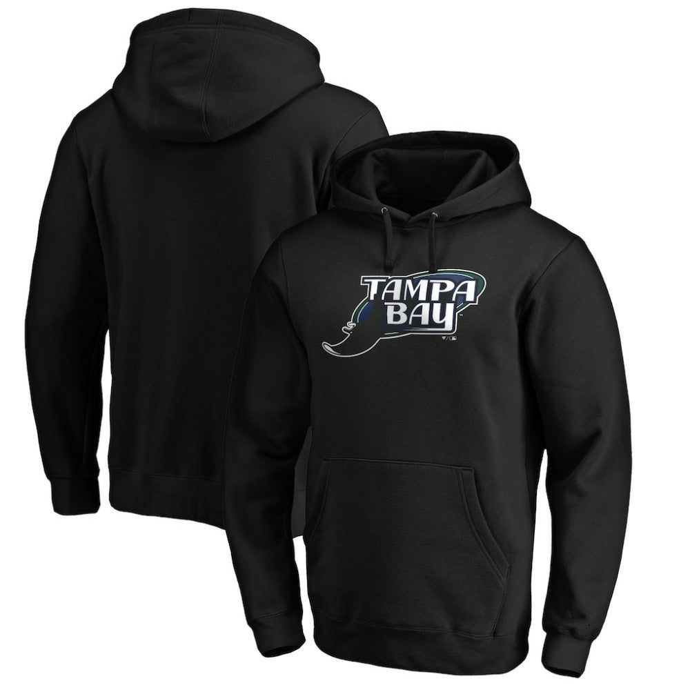 Tampa Bay Rays Cooperstown Collection Huntington Logo Fitted Pullover Hoodie Black