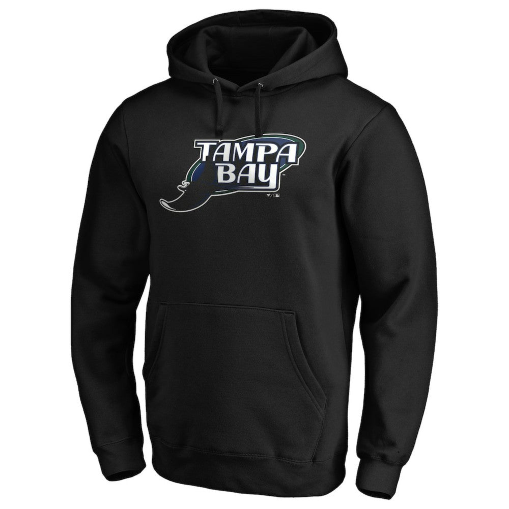 Tampa Bay Rays Cooperstown Collection Huntington Logo Fitted Pullover Hoodie Black