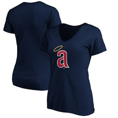 California Angels Women's Cooperstown Collection Huntington Logo V-Neck T-Shirt Navy
