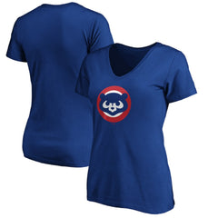 Chicago Cubs Women's Cooperstown Collection Huntington Logo V-Neck T-Shirt Royal