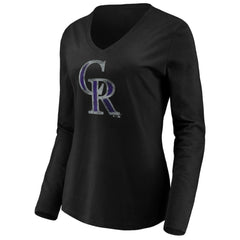Colorado Rockies Women's Core Distressed Team Long Sleeve T-Shirt Black