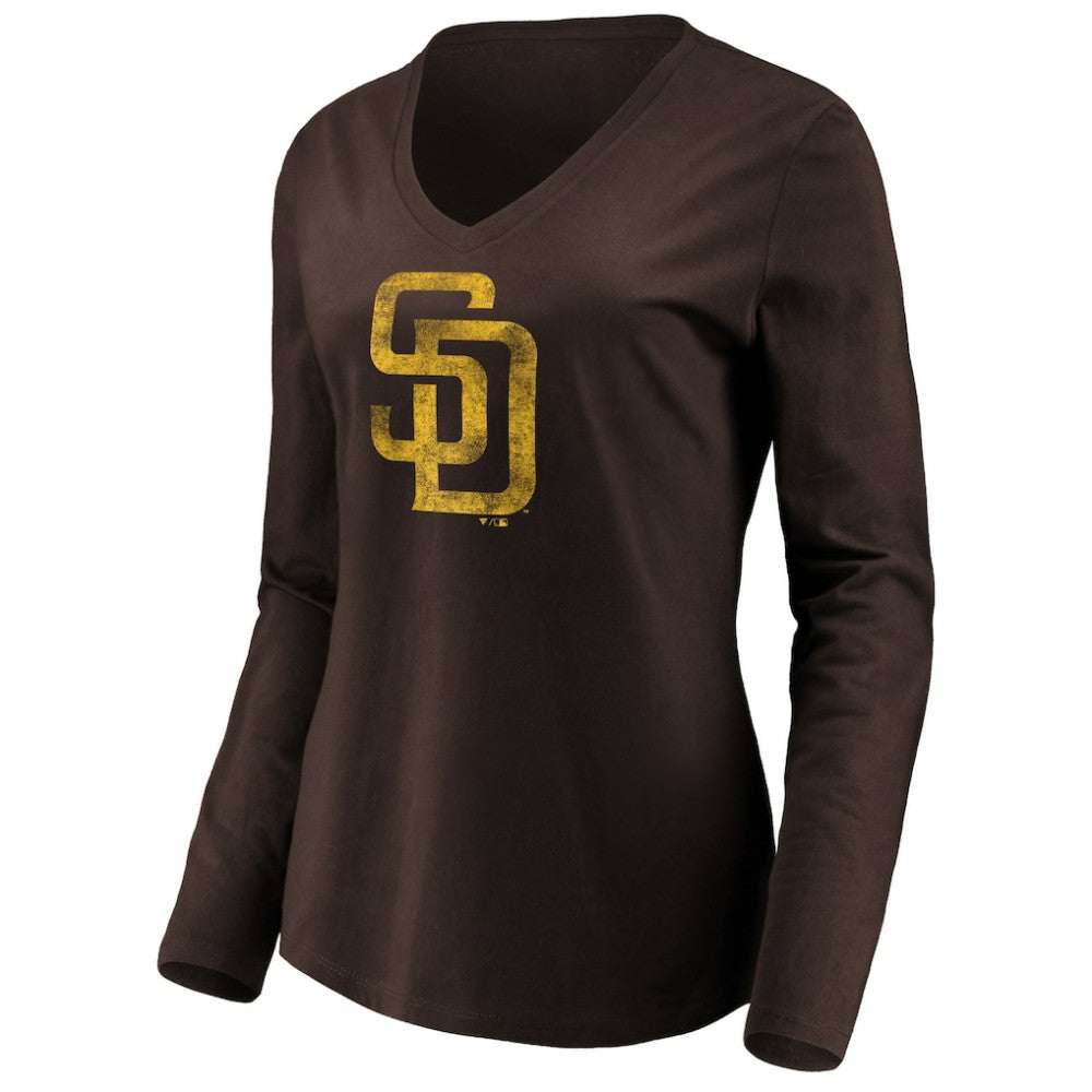 San Diego Padres Women's Core Distressed Team Long Sleeve T-Shirt Brown