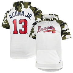 Ronald Acuna Jr. Atlanta Braves Player Big & Tall Raglan Hoodie T-Shirt White/Camo