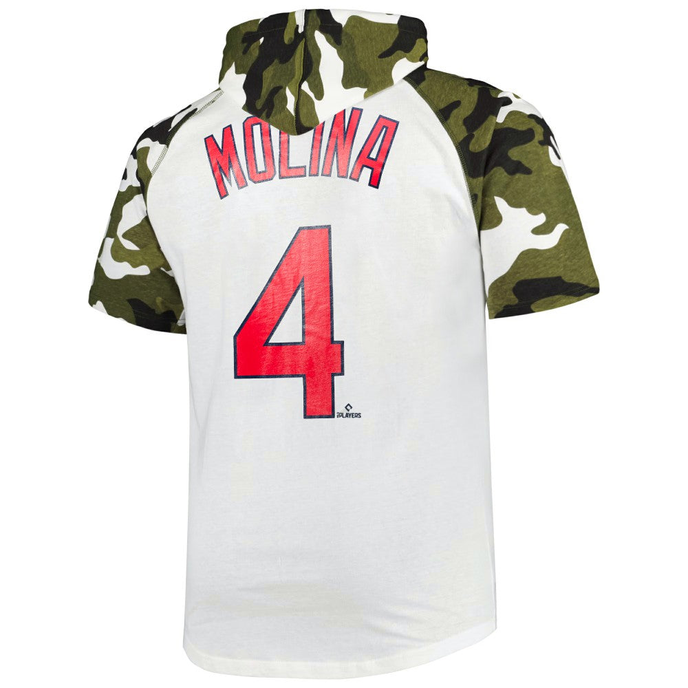 Yadier Molina St. Louis Cardinals Player Big & Tall Raglan Hoodie T-Shirt White/Camo