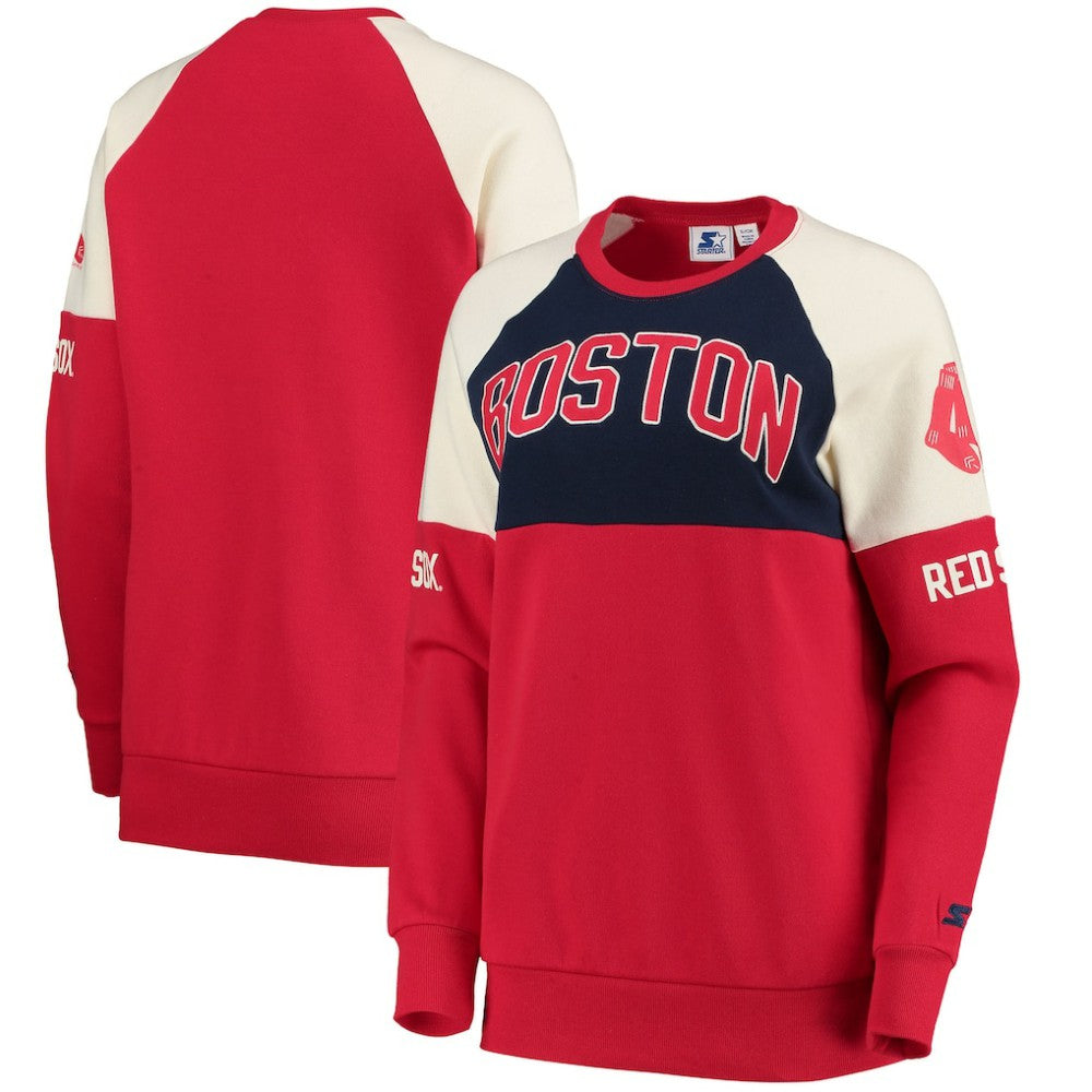 Boston Red Sox Starter Women's Baseline Raglan Pullover Sweatshirt Red/Navy