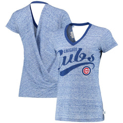 Chicago Cubs Touch Women's Hail Mary V-Neck Back Wrap T-Shirt Royal