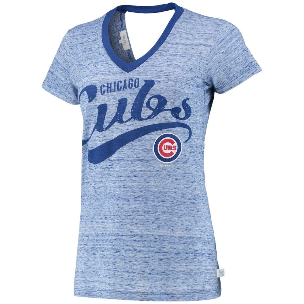 Chicago Cubs Touch Women's Hail Mary V-Neck Back Wrap T-Shirt Royal