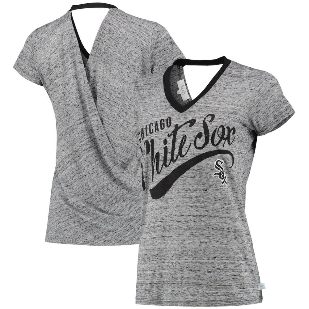 Chicago White Sox Touch Women's Hail Mary V-Neck Back Wrap T-Shirt Black