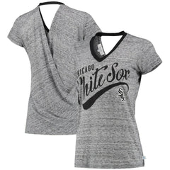 Chicago White Sox Touch Women's Hail Mary V-Neck Back Wrap T-Shirt Black