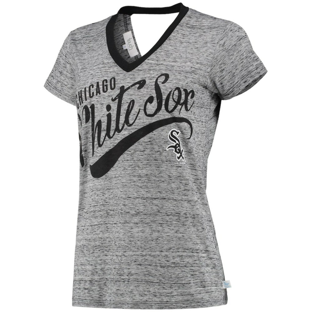 Chicago White Sox Touch Women's Hail Mary V-Neck Back Wrap T-Shirt Black