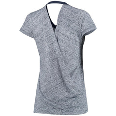 Detroit Tigers Touch Women's Hail Mary V-Neck Back Wrap T-Shirt Navy