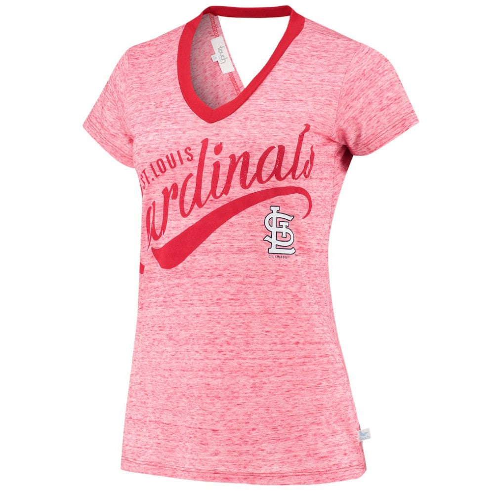 St. Louis Cardinals Touch Women's Hail Mary V-Neck Back Wrap T-Shirt Red