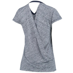 Boston Red Sox Touch Women's Hail Mary V-Neck Back Wrap T-Shirt Navy