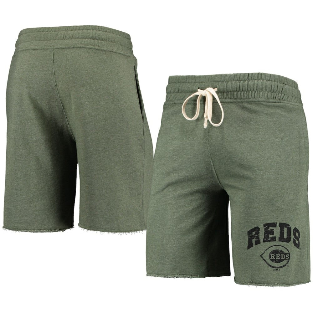 Cincinnati Reds Concepts Sport Mainstream Tri-Blend Shorts Heathered Olive
