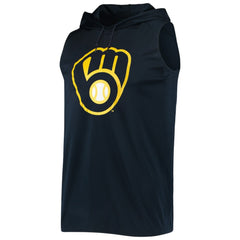 Milwaukee Brewers Stitches Sleeveless Pullover Hoodie Navy