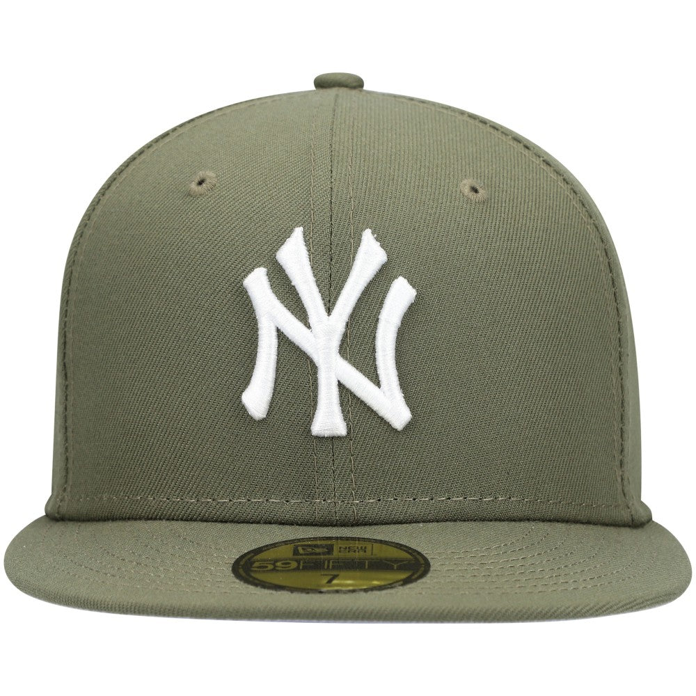 New York Yankees White Logo 59FIFTY Fitted Hat Olive | New Era