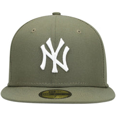 New York Yankees White Logo 59FIFTY Fitted Hat Olive | New Era