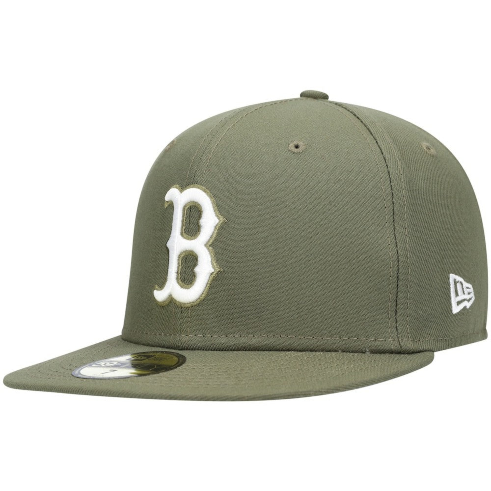 Boston Red Sox White Logo 59FIFTY Fitted Hat Olive | New Era