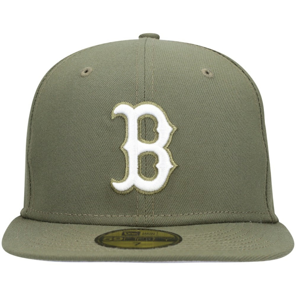 Boston Red Sox White Logo 59FIFTY Fitted Hat Olive | New Era