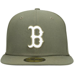 Boston Red Sox White Logo 59FIFTY Fitted Hat Olive | New Era