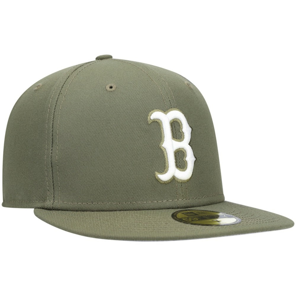 Boston Red Sox White Logo 59FIFTY Fitted Hat Olive | New Era