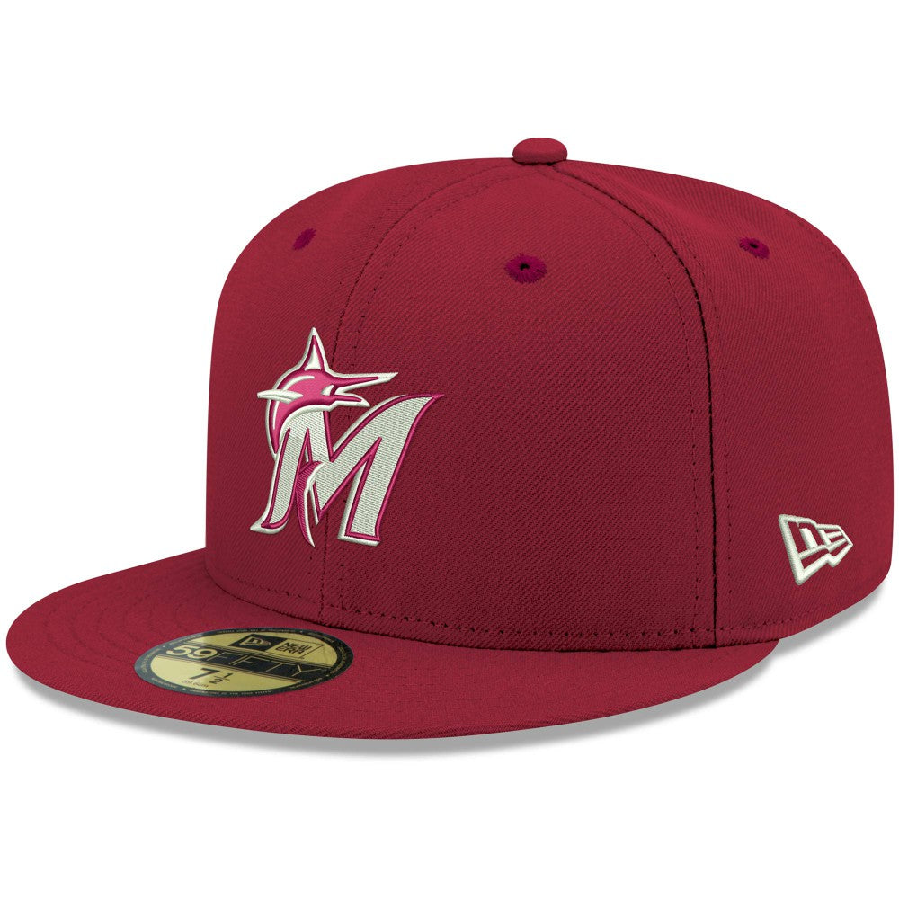 Miami Marlins White Logo 59FIFTY Fitted Hat Cardinal | New Era