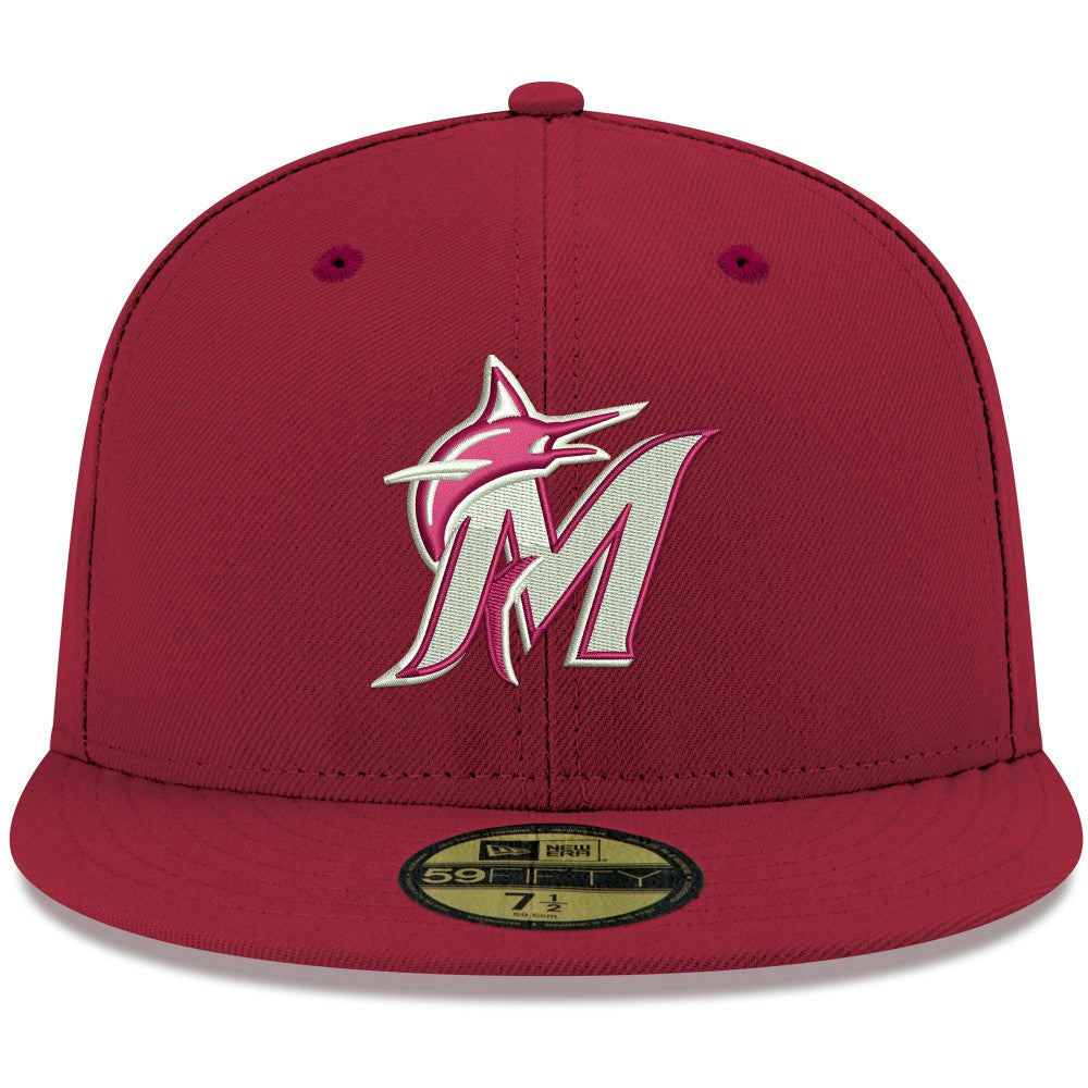 Miami Marlins White Logo 59FIFTY Fitted Hat Cardinal | New Era