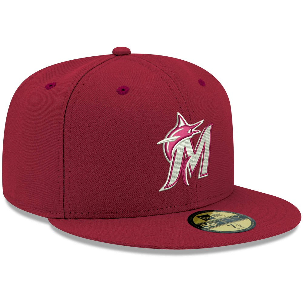 Miami Marlins White Logo 59FIFTY Fitted Hat Cardinal | New Era