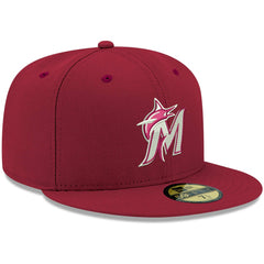Miami Marlins White Logo 59FIFTY Fitted Hat Cardinal | New Era