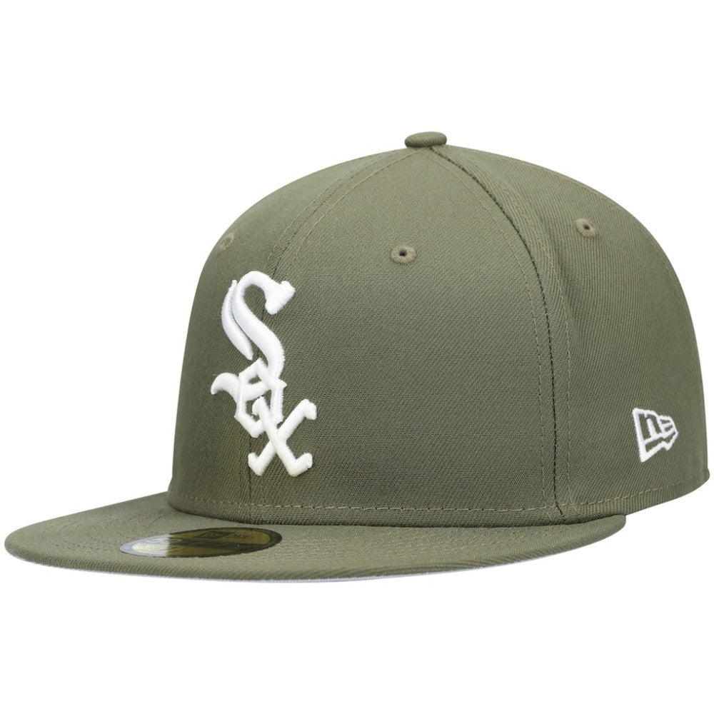Chicago White Sox White Logo 59FIFTY Fitted Hat Olive | New Era