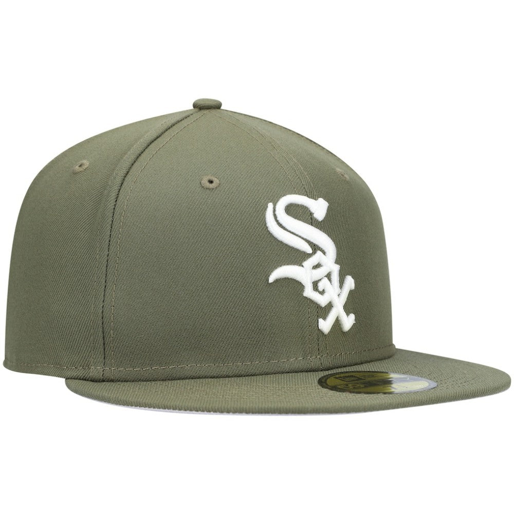 Chicago White Sox White Logo 59FIFTY Fitted Hat Olive | New Era
