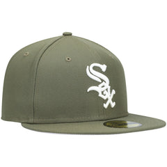 Chicago White Sox White Logo 59FIFTY Fitted Hat Olive | New Era