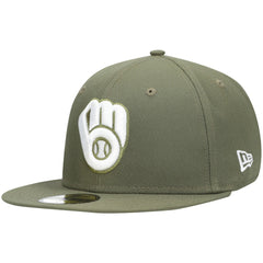 Milwaukee Brewers White Logo 59FIFTY Fitted Hat Olive | New Era